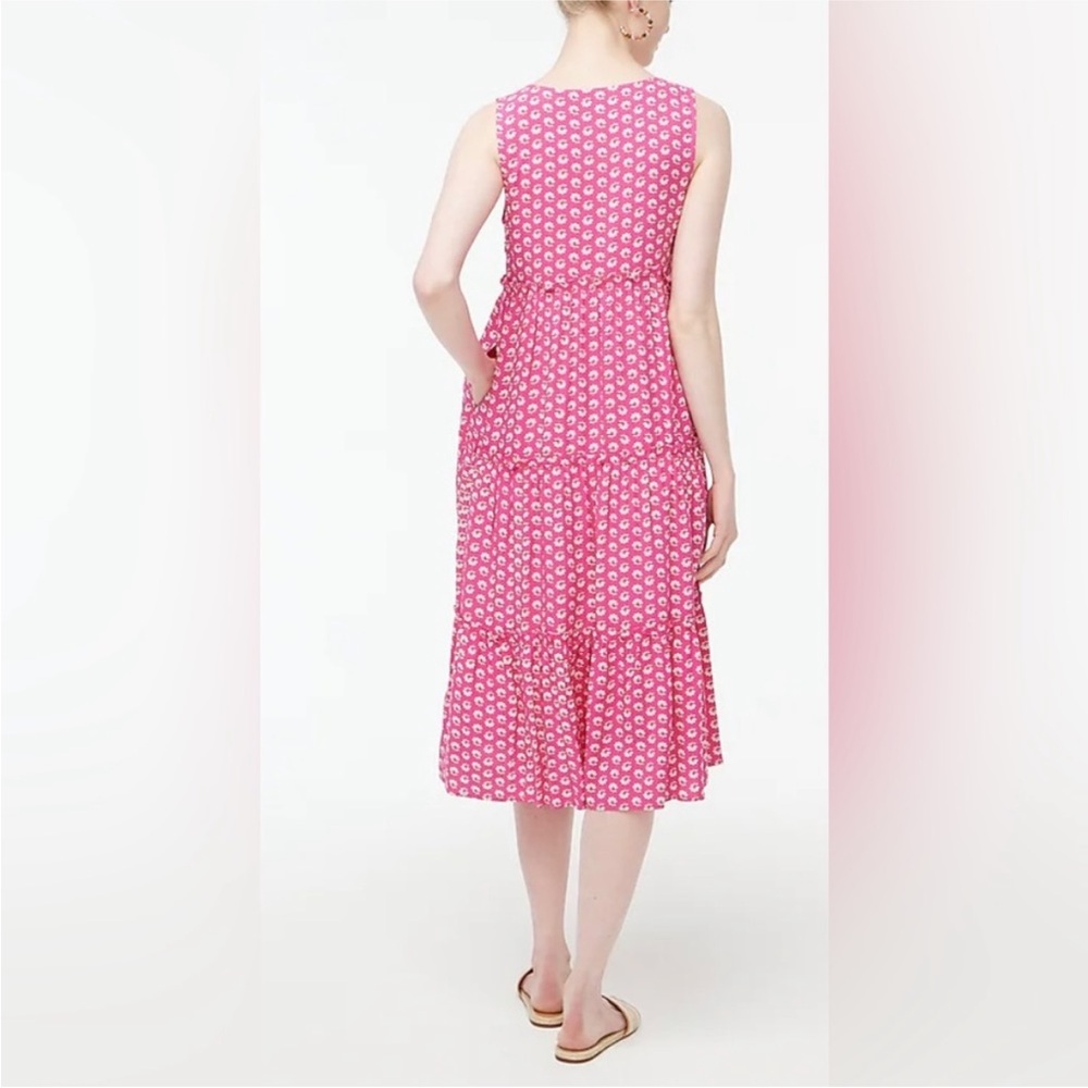 J. Crew Factory Pink Floral Tiered Midi Dress - Picture 3 of 8